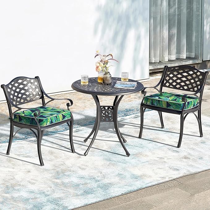 LVTXIII Patio Chair Cushions 22"x22"x3", Water-Repellent Outdoor Seat Cushions for Patio Furniture, Square Chair Pads with Ties for Home Garden Decoration, Set of 2, Hanalei Lagoon