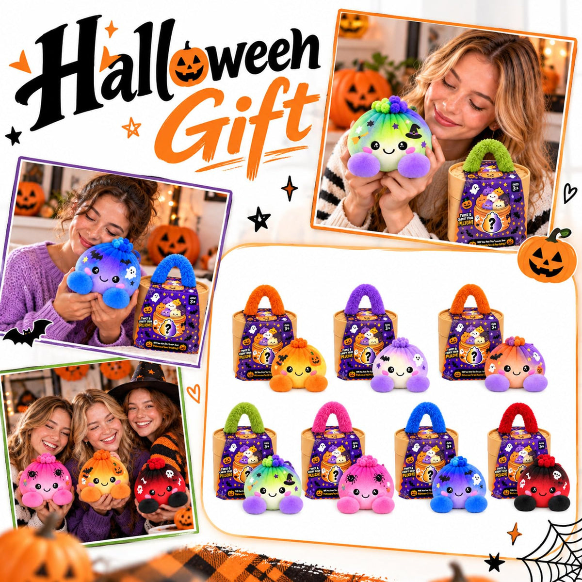 Halloween Dumpling Plush Toy Cute Soft Slow Rise Plush Dumpling for Adults