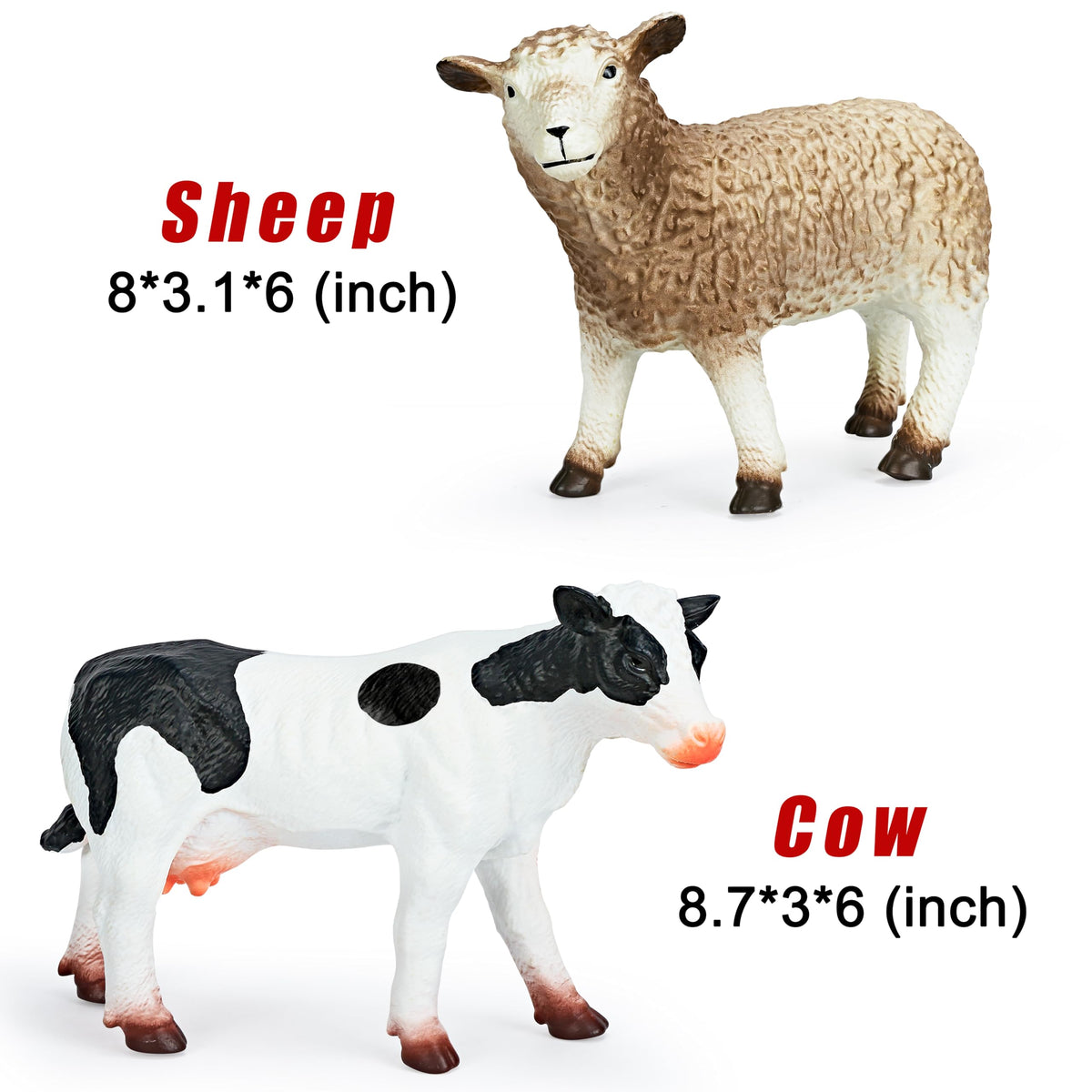 Hazibao 6 Pack Soft Jumbo Farm Animal Toys,Big Realistic Animals Farm Figures for Kids Toddlers Boys Girls 1 2 3 4 5Year Old,Christmas Brithday Gift