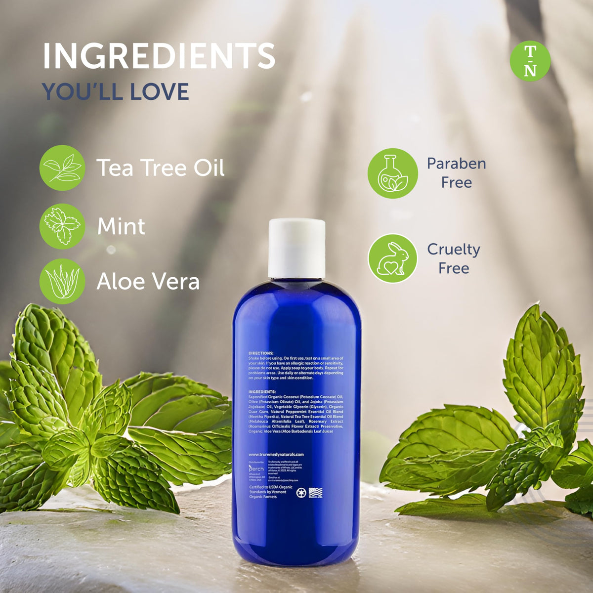 Truremedy Naturals Body Wash, Tea Tree & Peppermint (12oz Pack of 2)