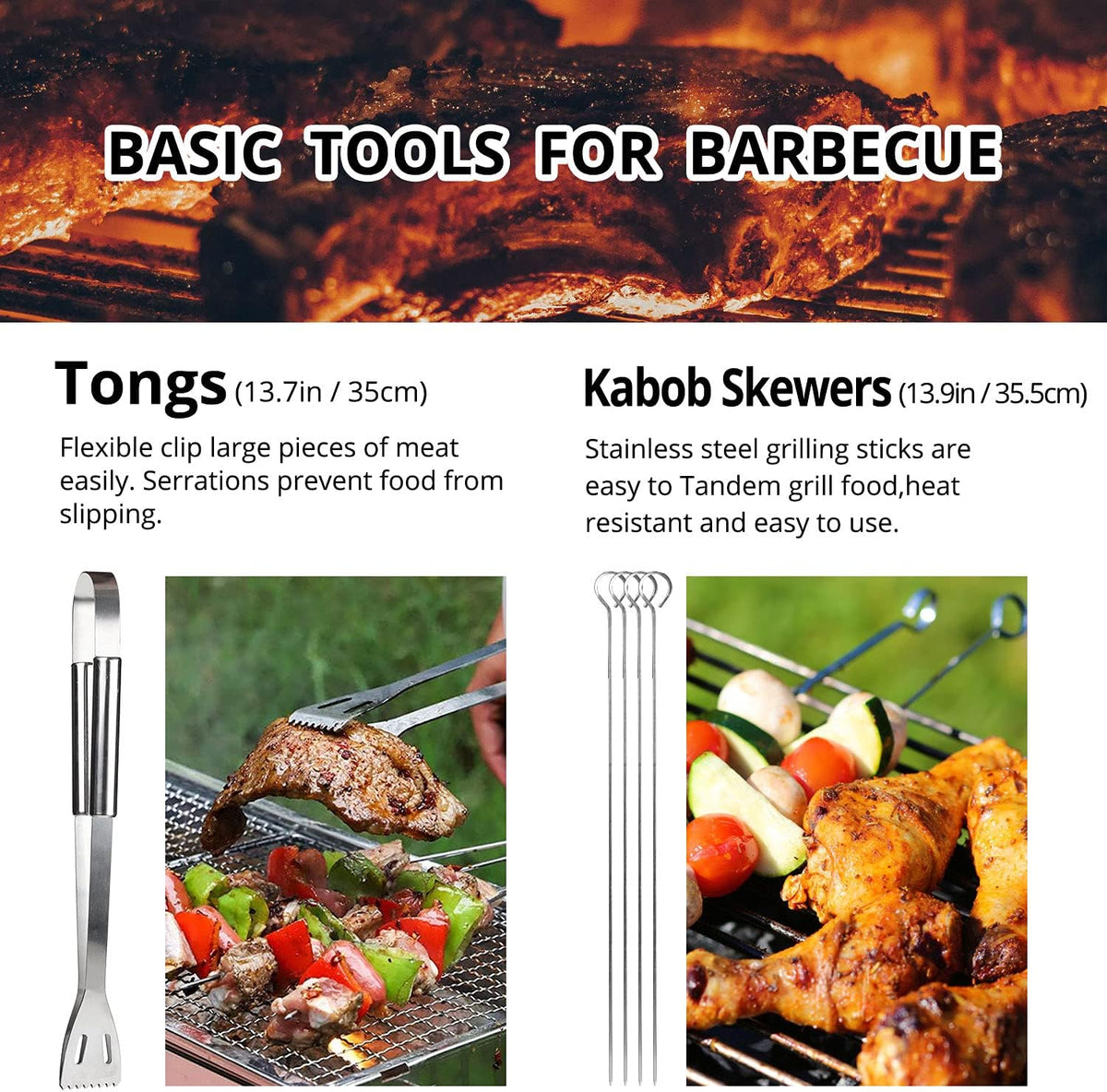 BBQ Utensil Set Stainless Steel Professional Barbecue Accessories Grill Tool with Bag Easy to Carry