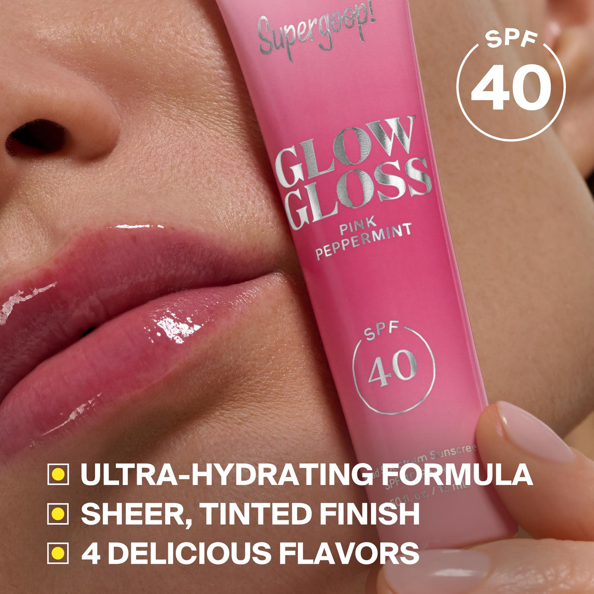 Supergoop! Glow Gloss SPF 40 Hydrating Lip Balm, Pink Peppermint 0.5 fl oz
