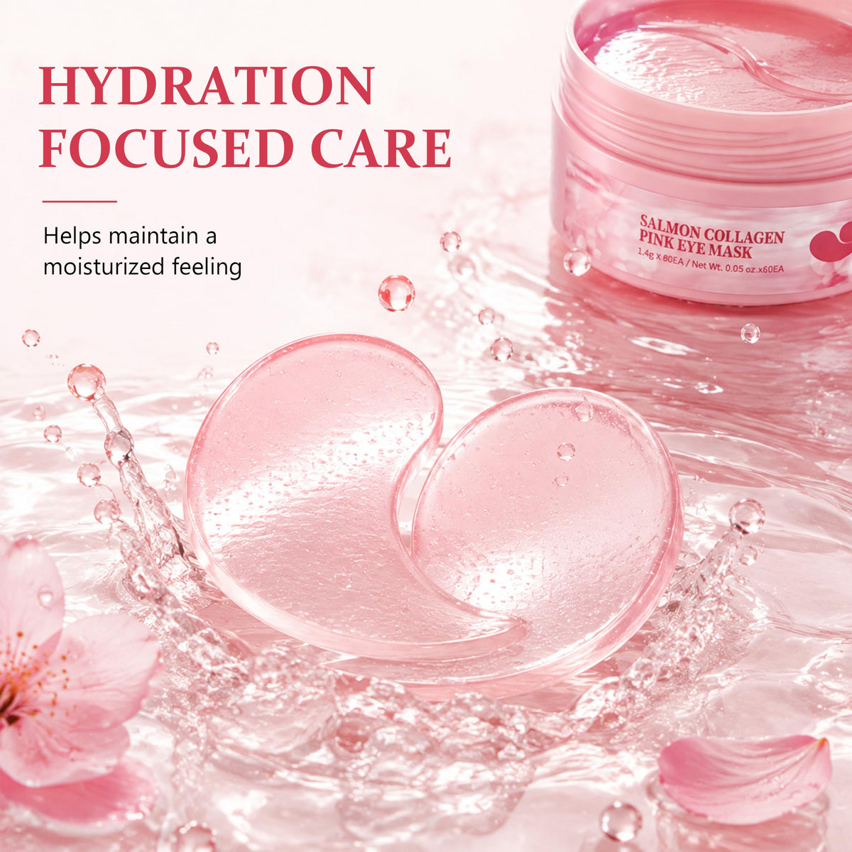 XPICZE Salmon Collagen Under Eye Masks, 60-Count Pink Hydrogel Eye Pads for Puffy Eyes & Dark Circles, Deep Hydrating K-Beauty Skincare for Firming & Fine Lines, 30 Pairs