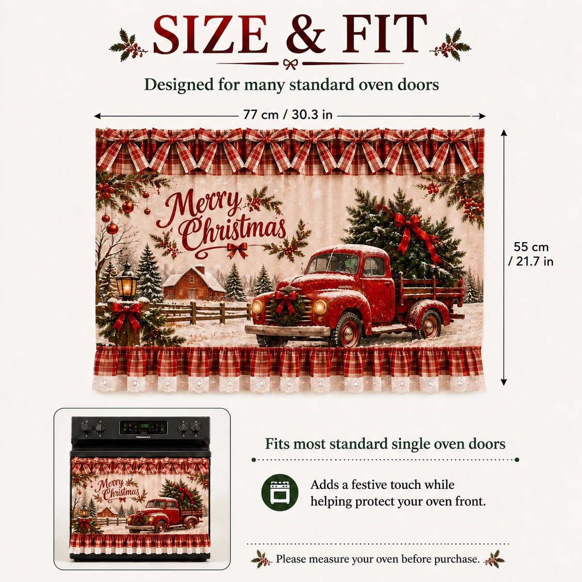 Prbltkn Oven Skirt Curtain Farmhouse Tie Top Stove Door Cover Kitchen Decor