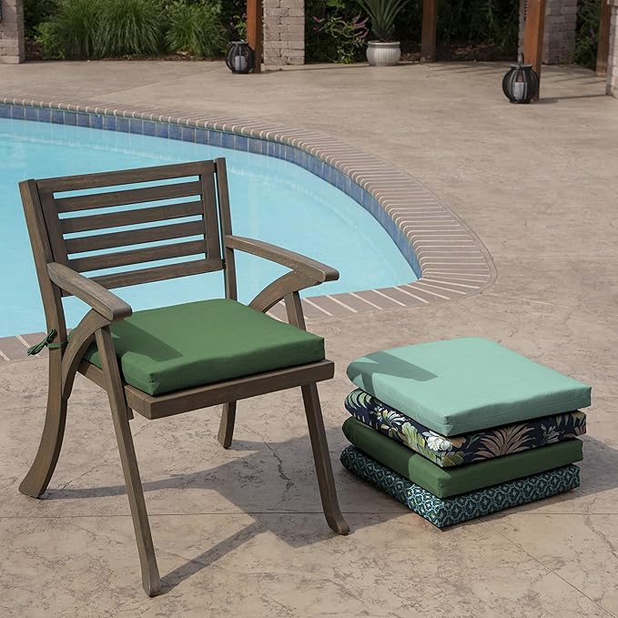 Arden Indoor/Outdoor Seat or Rocking Chair Cushion, 19 x 18, Water Repellent, Rain Proof, Fade Resistant Cushion for Rocking or Dining Chairs Bright Moss Green Leala