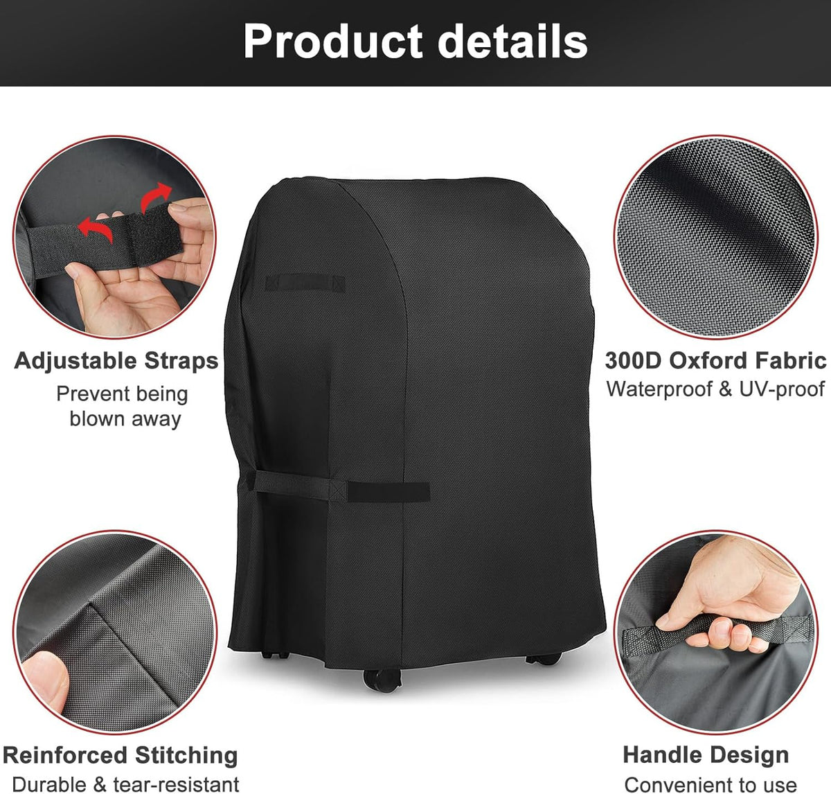 LBTING Grill Cover, 32-inch Heavy Duty 300D Oxford Waterproof Windproof UV Resistant BBQ Gas Grill Cover for Outdoor Barbecue Fit Most Brands Weber, Brinkmann, Char Broil, Holland