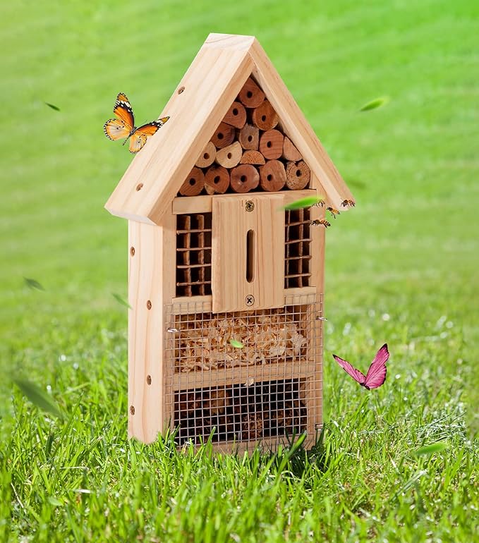 2 PK Large Cedar Wood Insect House Kit for DIY Project Backyard Insect House, Bee House, Nesting Habitat Shelters, Garden Shelter for Bees, Butterflies, Bugs