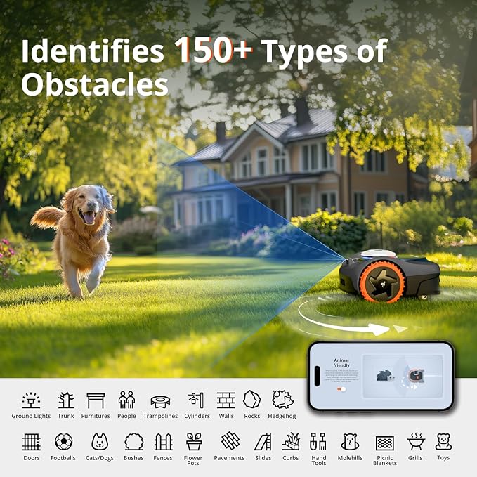 Segway Navimow i110N Robot Lawn Mower Perimeter Wire Free 1/4 Acre RTK+Vision Robotic Lawnmower, AI-Assisted Mapping, Virtual Boundary, APP Control, 58dB(A) Quiet, Multi-Zone Management