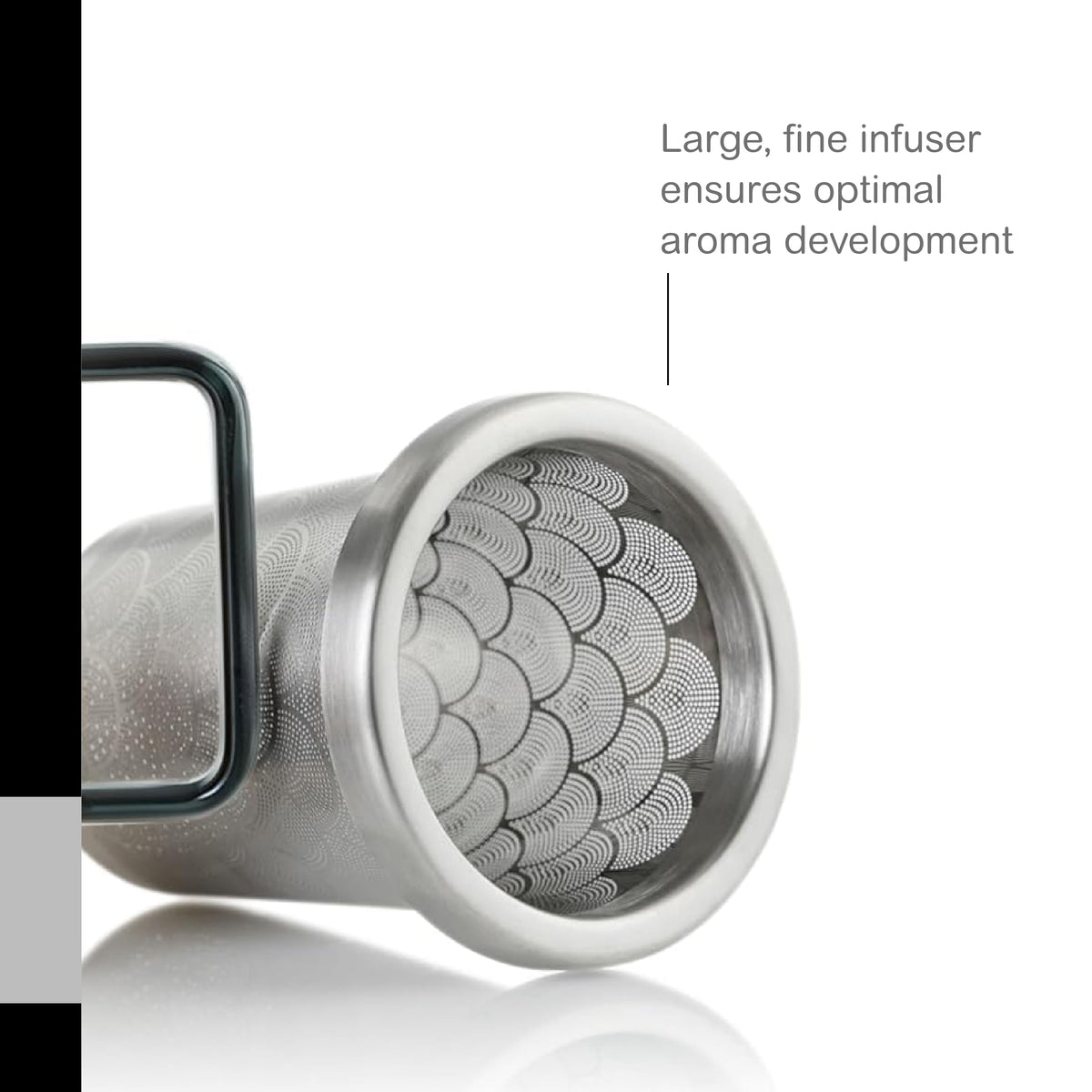 AdHoc Yuna Tea Glass with Tea Infuser, Grey Glass/Stainless Steel 18.9oz