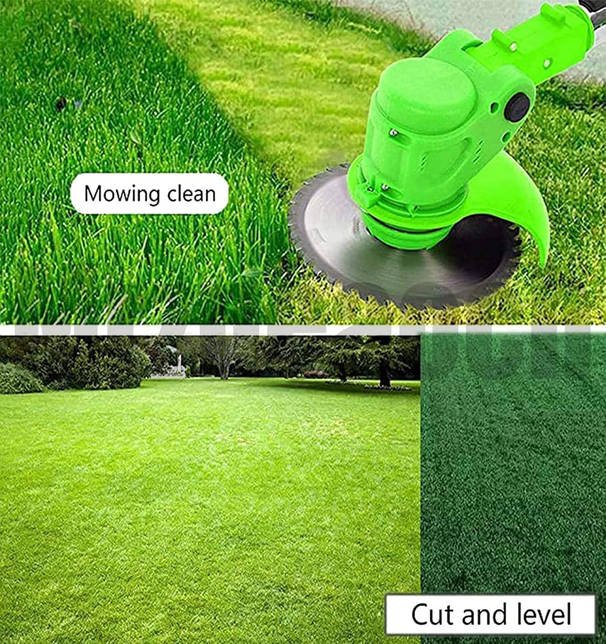 24V Electric Weed Wacker, Electric Cordless Weed Wacker Grass Trimmer Cordless with 2Pcs 2.0Ah Battery and Fast Charger, 10x Nylon Cutting Disc, 2 Types of Metal Cutting Disc