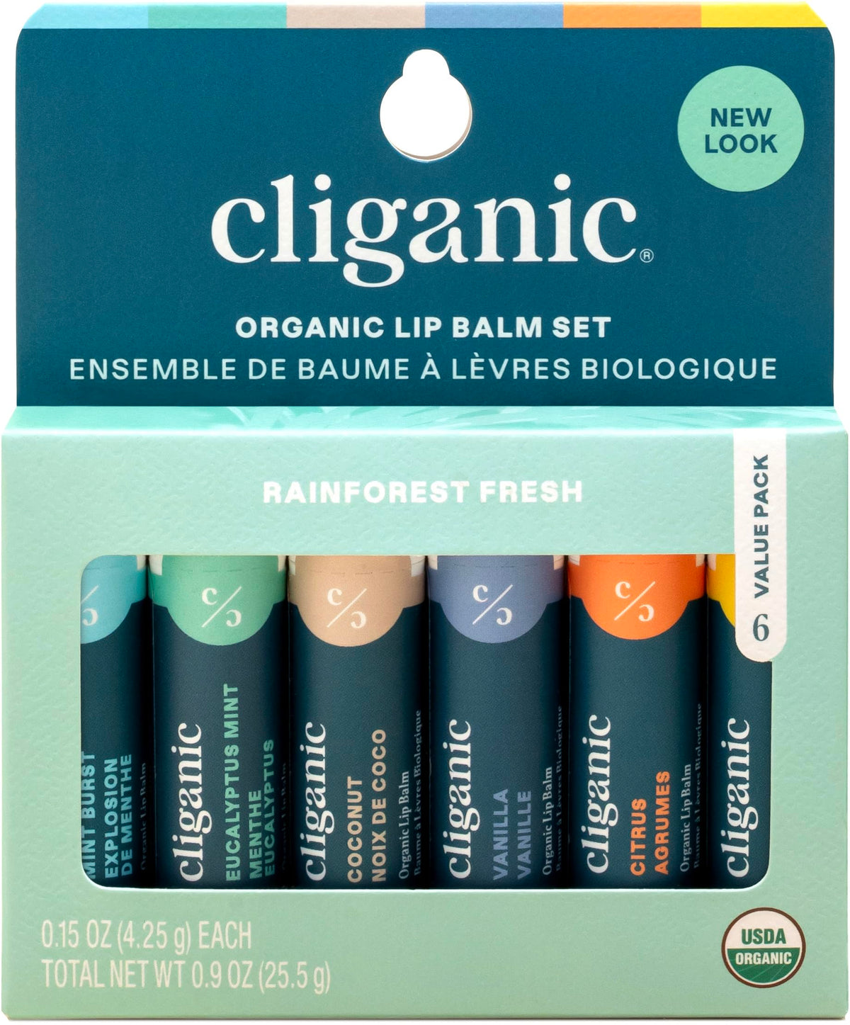 Cliganic Organic Lip Balm Set, 6 Flavors, 100% Natural for Dry Cracked Lips