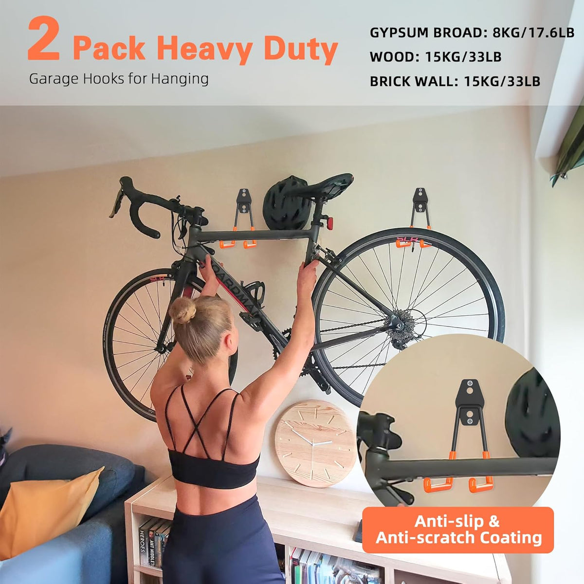 Garage Storage, Ultimate Wall-Mounted Garage Organizer for Men 32Inch, Heavy Duty 330lbs Tool Rack with Adjustable Metal Hooks Yard, Shed & Workshop Storage for Tools, Bikes, Snowboards Gift