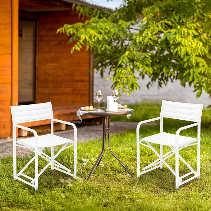 Aoodor Patio 34" Director's Chairs Set of 4, Outdoor Portable Bar Height Seating with Folding Aluminum Frame, 225 lbs Capacity, Perfect for Camping, Fishing, Picnic