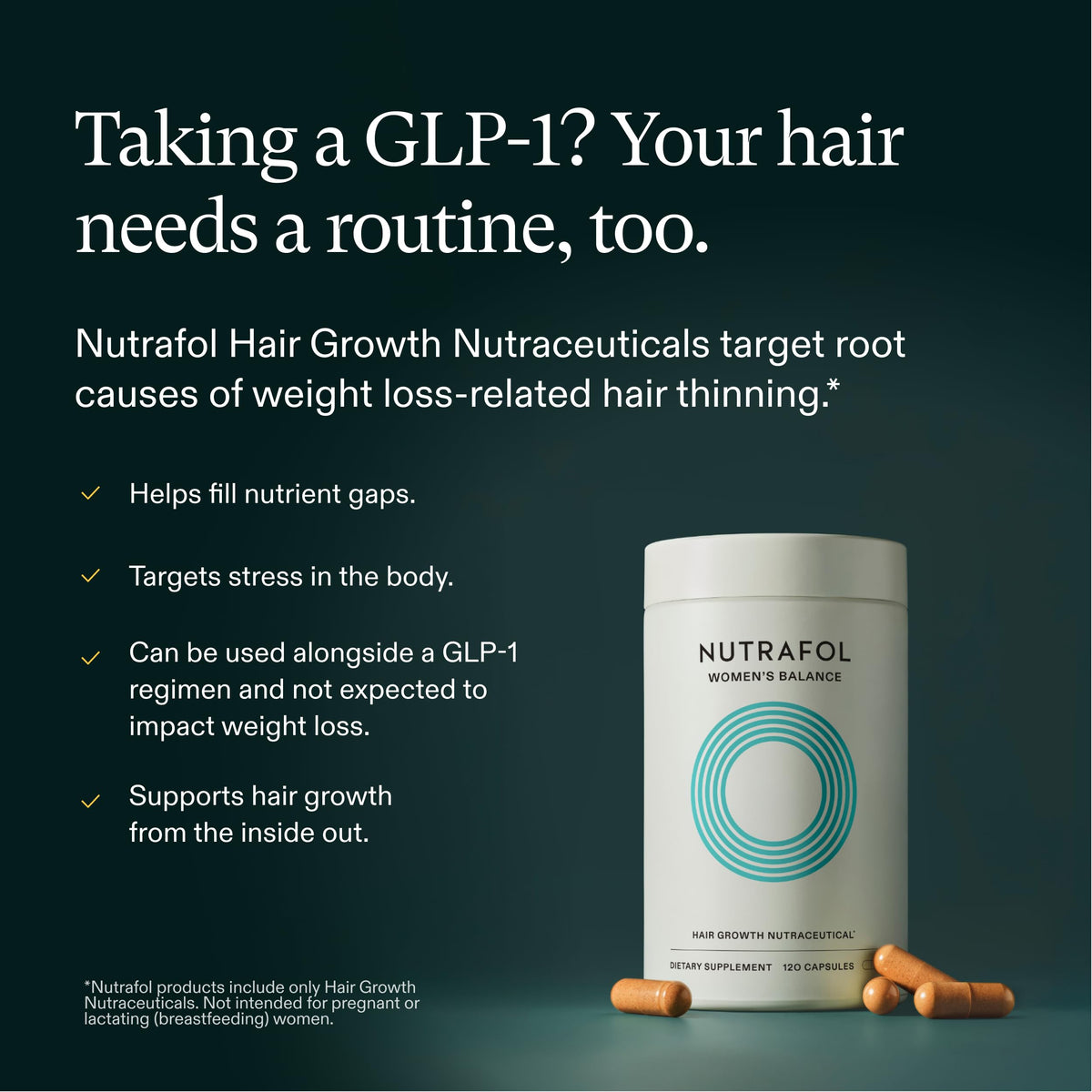 Nutrafol Women's Balance Hair Growth Supplements, Age 45+, 1-Month Bottle
