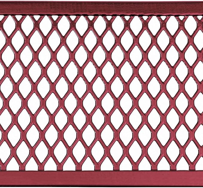 Global Industrial 6’L Rectangular Picnic Table, Expanded Metal, Red Thermoplastic Coating, Attached Benches, 1-1/2” Umbrella Pole Hole, Outdoor-Rated, 1000 lb Capacity, 72” x 30” Tabletop