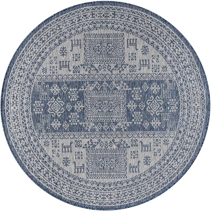 Keen Home Design Terrace Outdoor Round Rug - 5ft Round Washable Indoor/Outdoor Rug for Patio, Kitchen, Balcony, Beach, Garden, Deck and Porch, Size: 5'3" Round