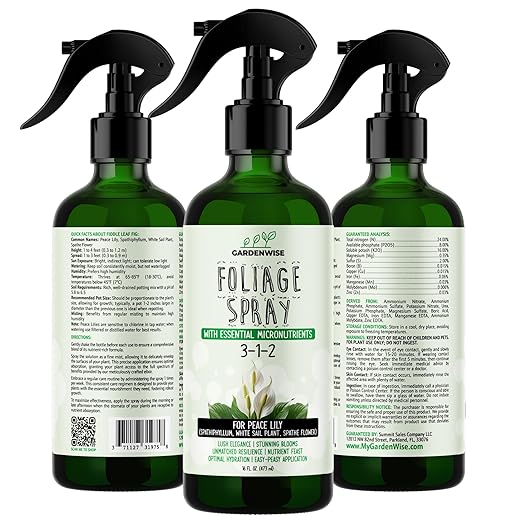 Peace Lily Foliar Spray - 3-1-2 Plant Fertilizer - Premium Spray for Indoor Plants with Essential Nutrients - Peace Lily Plant Food & Fertilizer - Ready-to-Use (8 OZ)