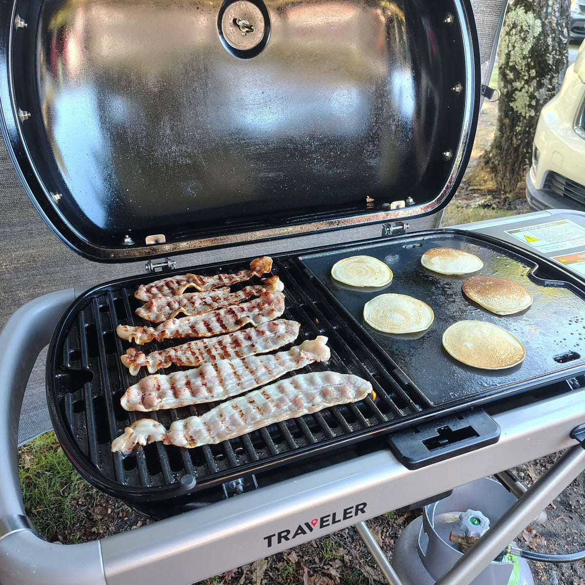 Cast Iron Cooking Grate and Grill Griddle 7034 for Weber Traveler Portable Gas Grill, Replacement Parts for Weber 9010001 9020001 9030001 9013001 Stealth Edition Traveler Portable Accessories
