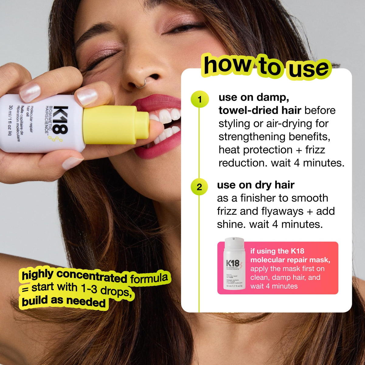 K18 Molecular Repair Hair Oil, 0.34 Fl Oz