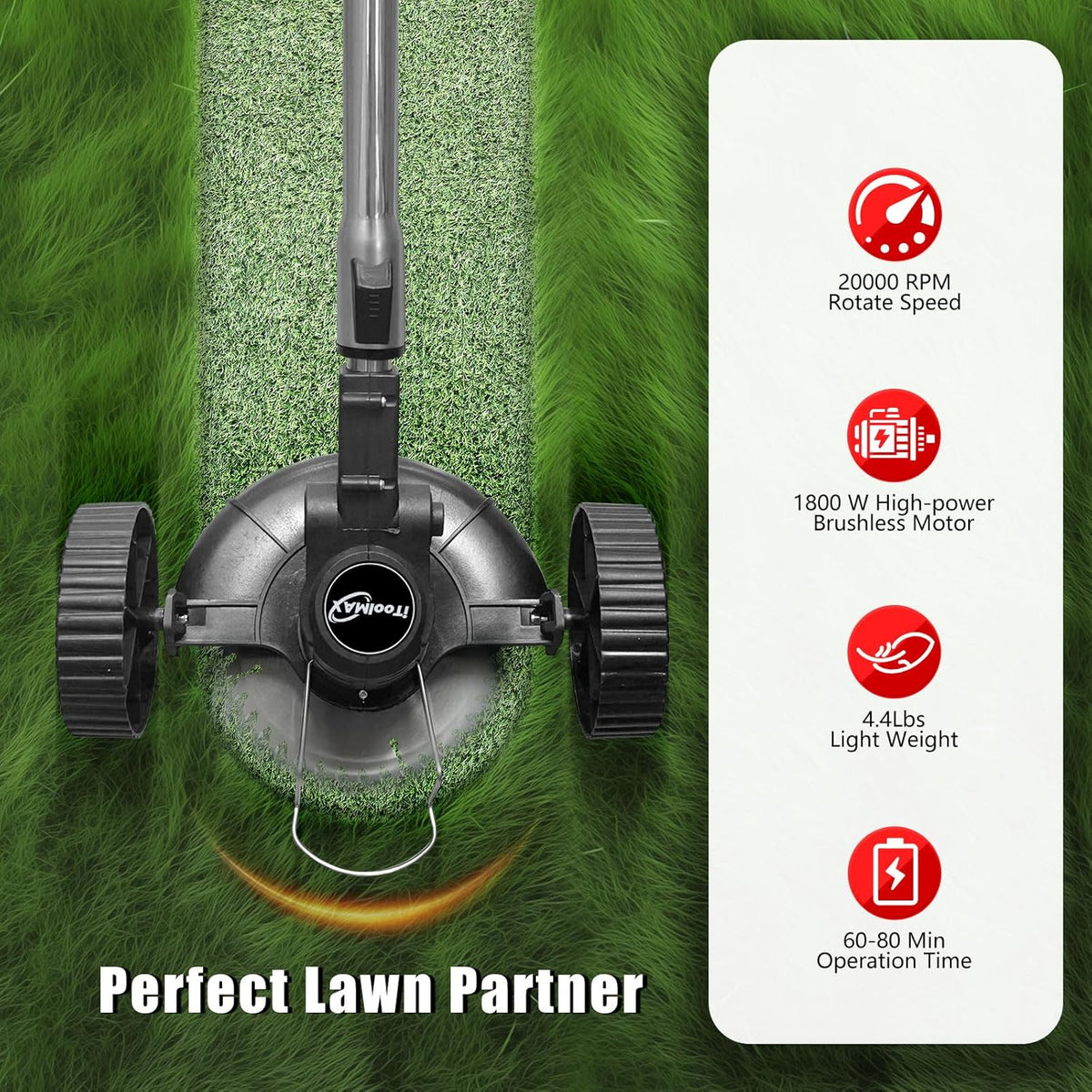 3 in 1 iToolMax Cordless Grass Trimmer, Electric Weed Wacker Cordless, Weed Eater Battery Powered with Two 21V/1500mAh Batteries, Brush Cutter & Grass Trimmer & Lawn Edger with 3 Types of Blades