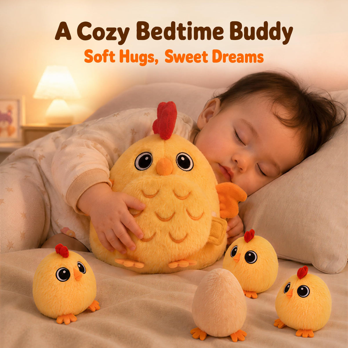 Tiny Wonders Baby Plush Soft Rattle Toy 3-6-12M, Newborn Farm Stuffed Chick