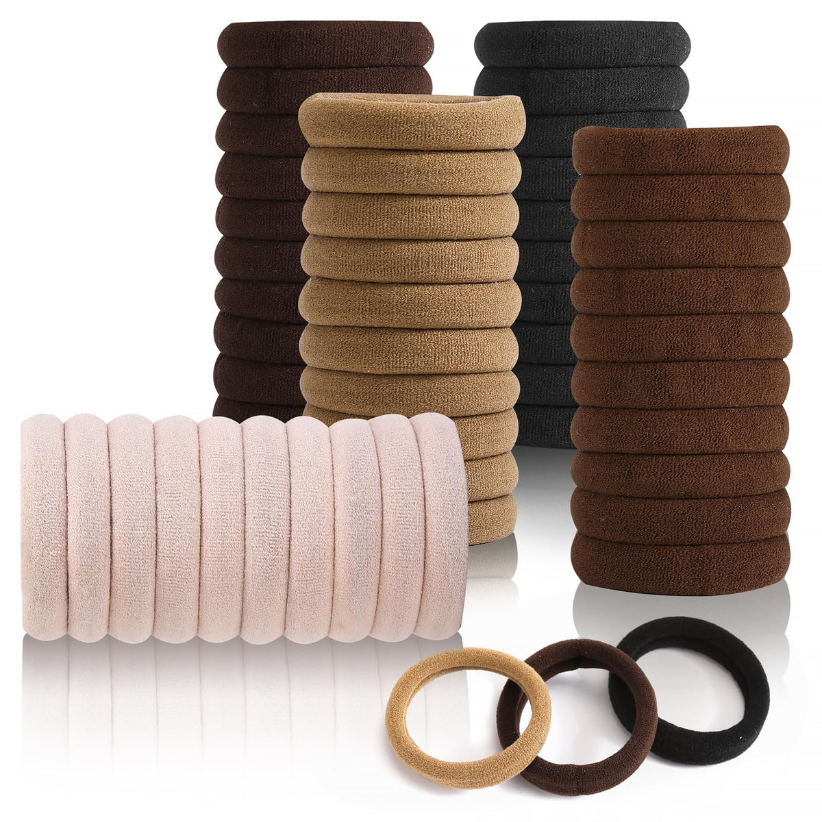 Sygy Hair Tie, 100Pcs Hair Ties For Thick Thin Hair, Seamless Cotton Hair Bands, No Damage For Women, Soft Hair Accessories Pony
