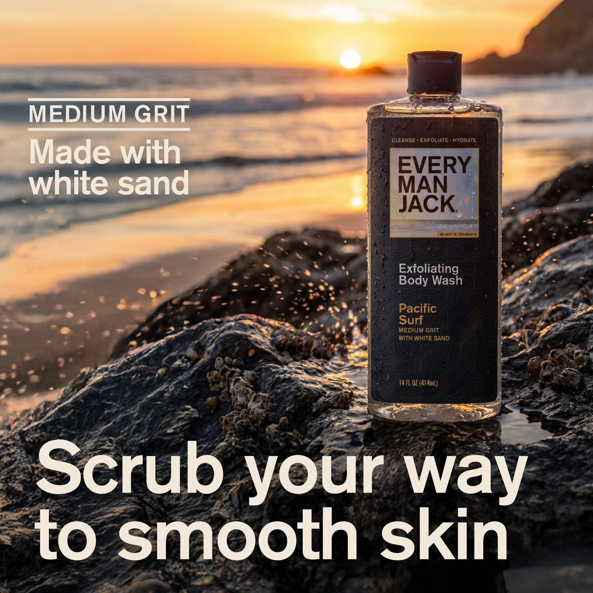Every Man Jack Exfoliating Body Wash for Men, Pacific Surf, 2pk
