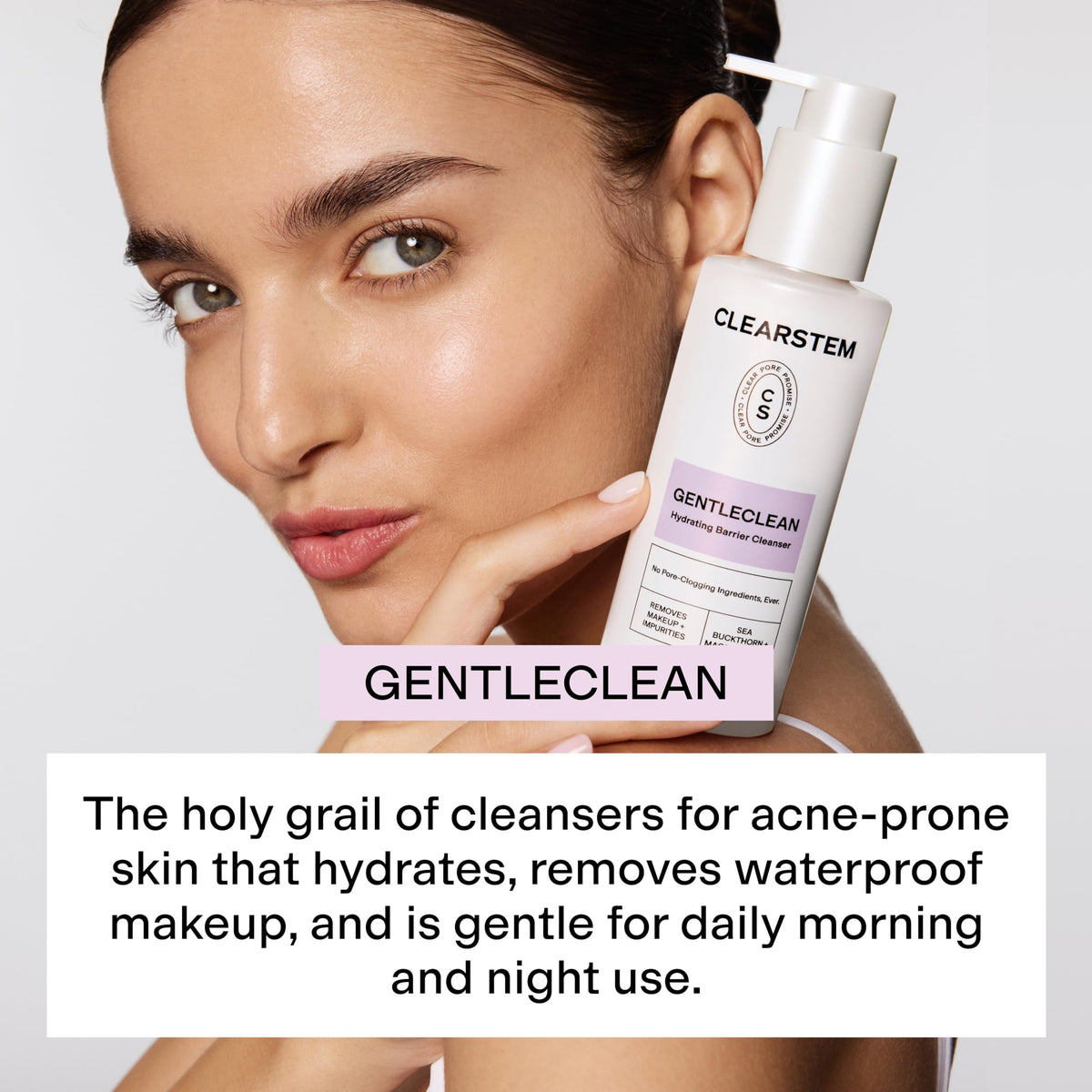 CLEARSTEM - GENTLECLEAN Vitamin C Infused Calming Wash - Facial Cleanser, Makeup Remover - Goldenseal + Green Tea - Facial Skin Care Products - Gluten Free, Cruelty Free - 6 fl oz / 180ml