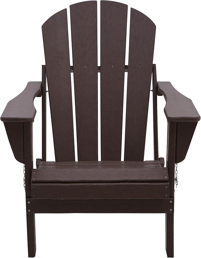 Westin Outdoors Laguna WO Home Outdoor Adirondack Folding Chair Lounger Seat Traditional Retro Home Furniture for Beach, Balcony, Backyard, Lawn, Patio, Pool, Deck, Garden (Dark Brown)