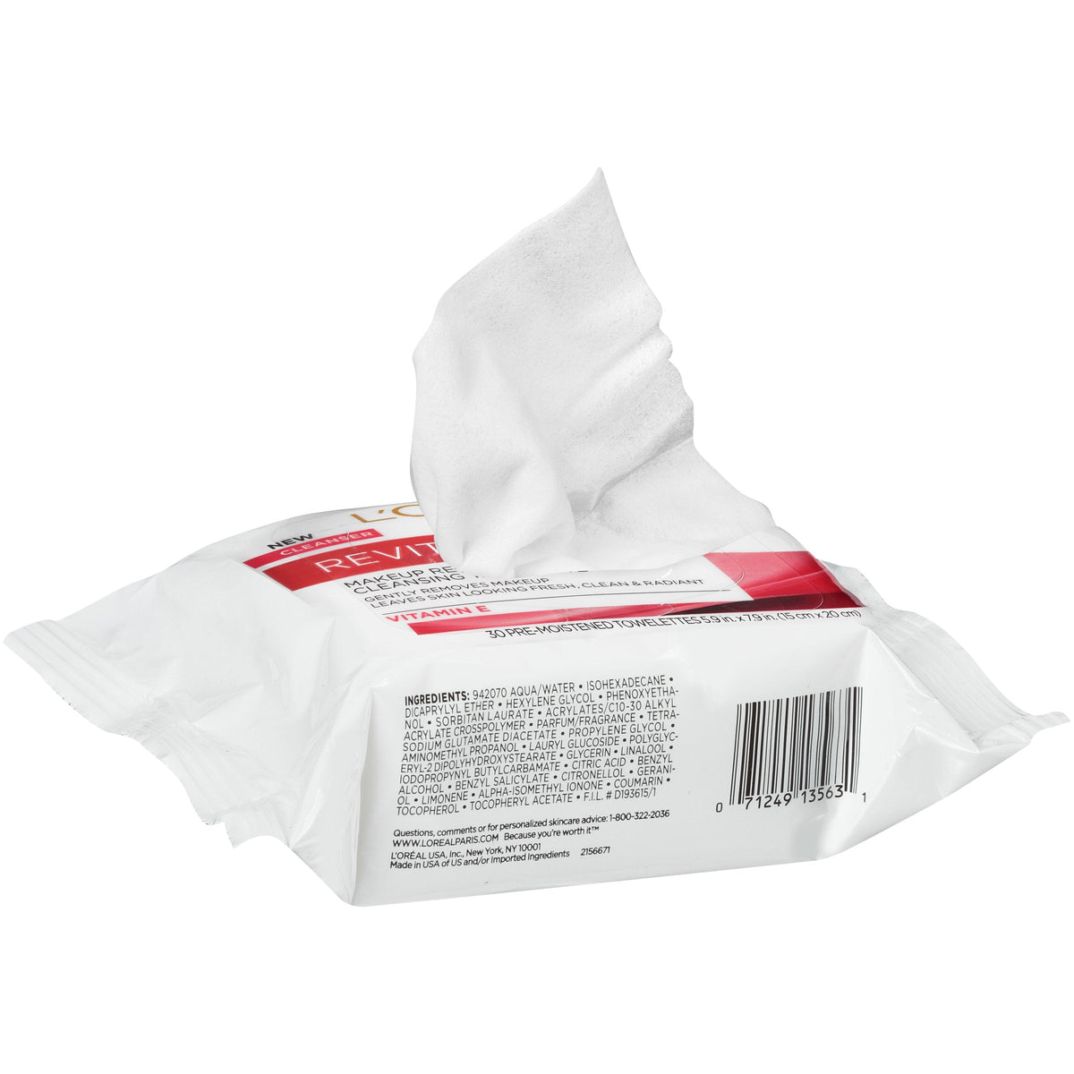 L'Oreal Paris Skincare Revitalift Makeup Removing Wipes with Vitamin E, 30 Count
