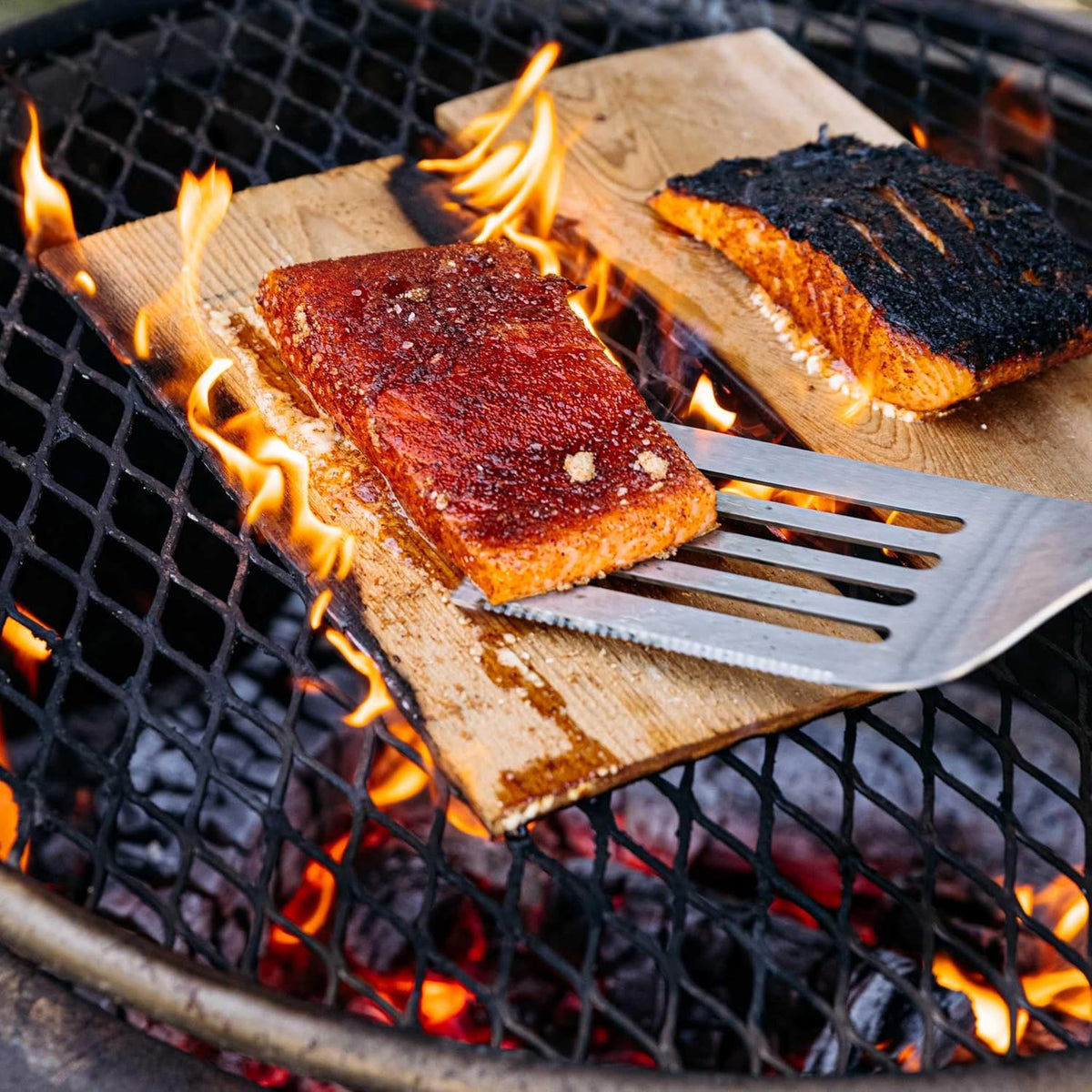 Breeo Smokeless Fire Pit Grilling Bundle (X Series 24 Corten Steel, Outpost Grill, Ash Shovel, & Lid) | 27.5 inch Smokeless Firepit for Outside | Ideal for Families