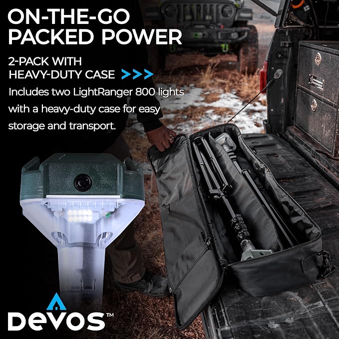Devos Outdoor | LightRanger 800 Lumen Rechargeable Telescoping LED Lantern | 30 Hour Run Time | Illuminates a 40 Foot Diameter Area | 2 Pack with Padded Case