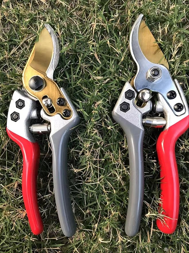 Garden Shears, Japanese labor-saving Garden Scissors, Pruning Shears and Garden Secateurs for Woman and arthritis weak, Professional Branch scissors(Red-grey)
