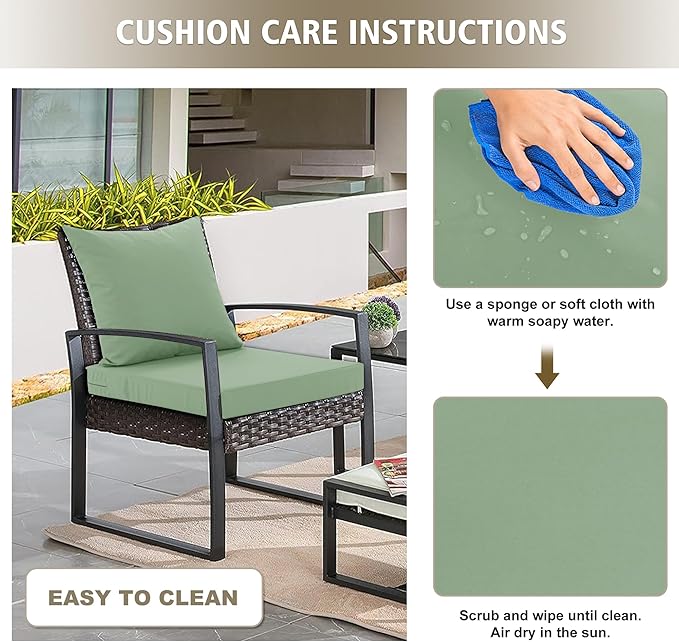 Outdoor Chair Cushions, Waterproof Outdoor Cushions for Patio Furniture w/Fade-Resistant, Removable & Machine-Washable Covers, 19x19 Inch, Ideal for Seat in Gardens/Porch – Set of 4, Sage Green