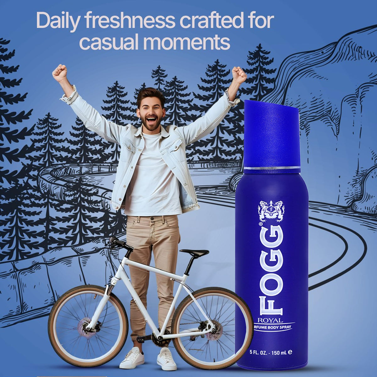 Royal by Fogg - Mens Body Spray - Fresh Floral Woody Perfume-Based Body Mist - Opens with Citrus Floral Notes of Bergamot, Mandarin, Lavender - 5 oz