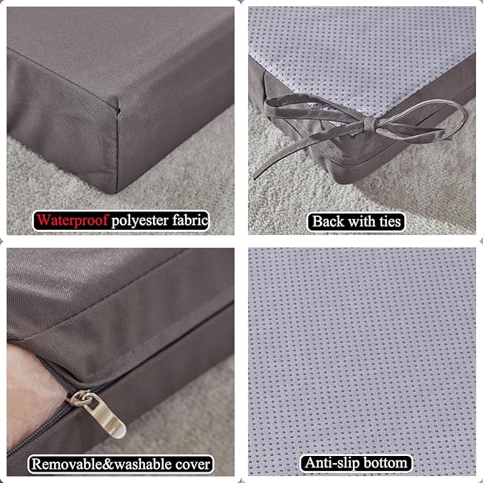 20 x 18 Inch Outdoor Chair Cushions for Patio Furniture UV Resistant Non Slip Waterproof Replacement Patio Seat Cushion with Ties Set of 2, Dark Grey