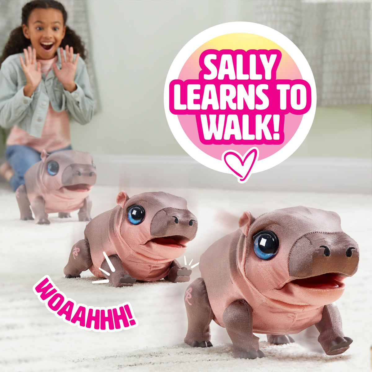 FurReal Sally The Silly Hippo Interactive Plush, Learns to Walk