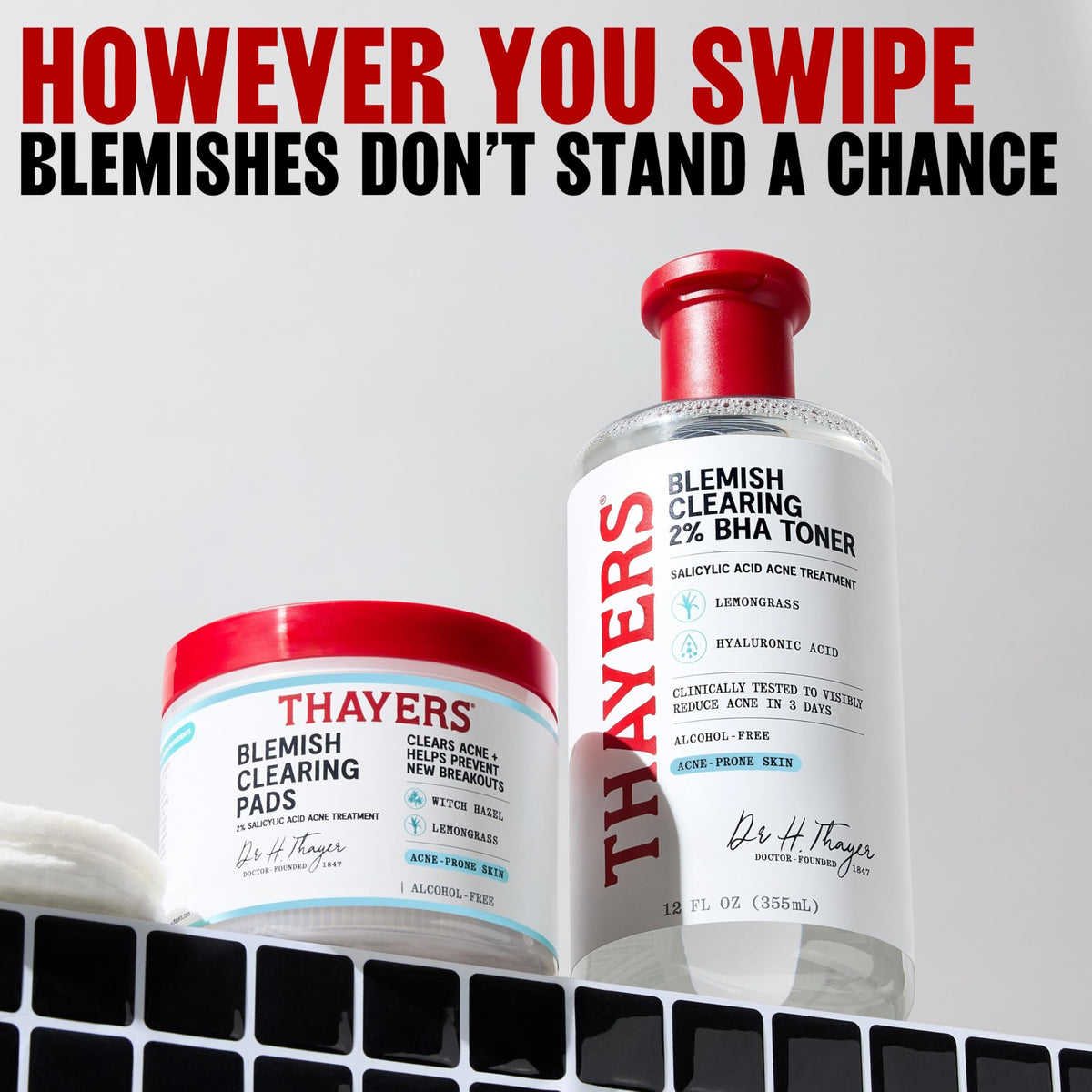 THAYERS Blemish Clearing Acne Pads, Salicylic Acid Acne Treatment, 60 Ct