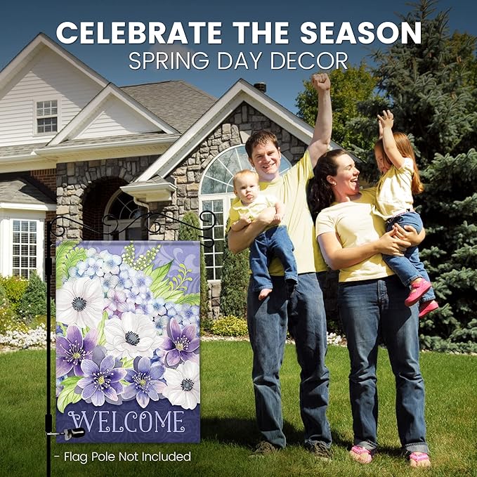 Spring Garden Flags 12.5x18 Double Sided - Floral Welcome Bouquet Flag Printed in Premium Polyester - Seasonal House Welcome Banner for Outdoor, Yard, Lawn, Deck, Patio - Suits Most Holder