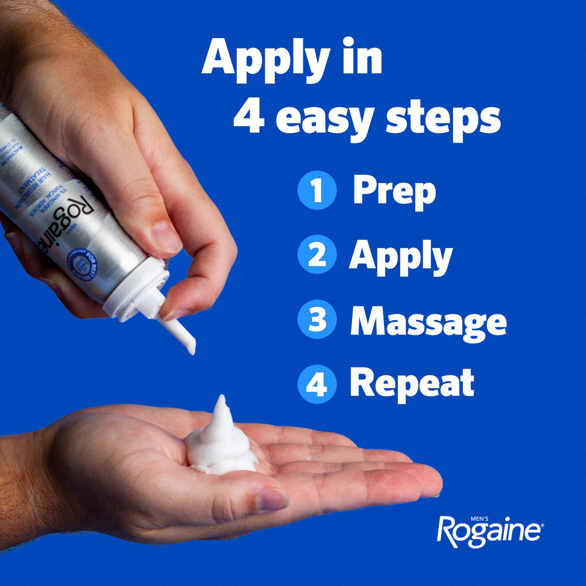 Men's Rogaine 5% Minoxidil Topical Foam, Unscented, 3 Mo Supply, 3x 2.11 Oz
