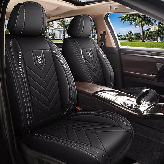AOMSAZTO Car Seat Covers Fit for Kia Optima 2002-2020 Premium Front Seat Covers Waterproof Leather Automotive Seat Covers Compatible with Airbag (2 Seats,Black)