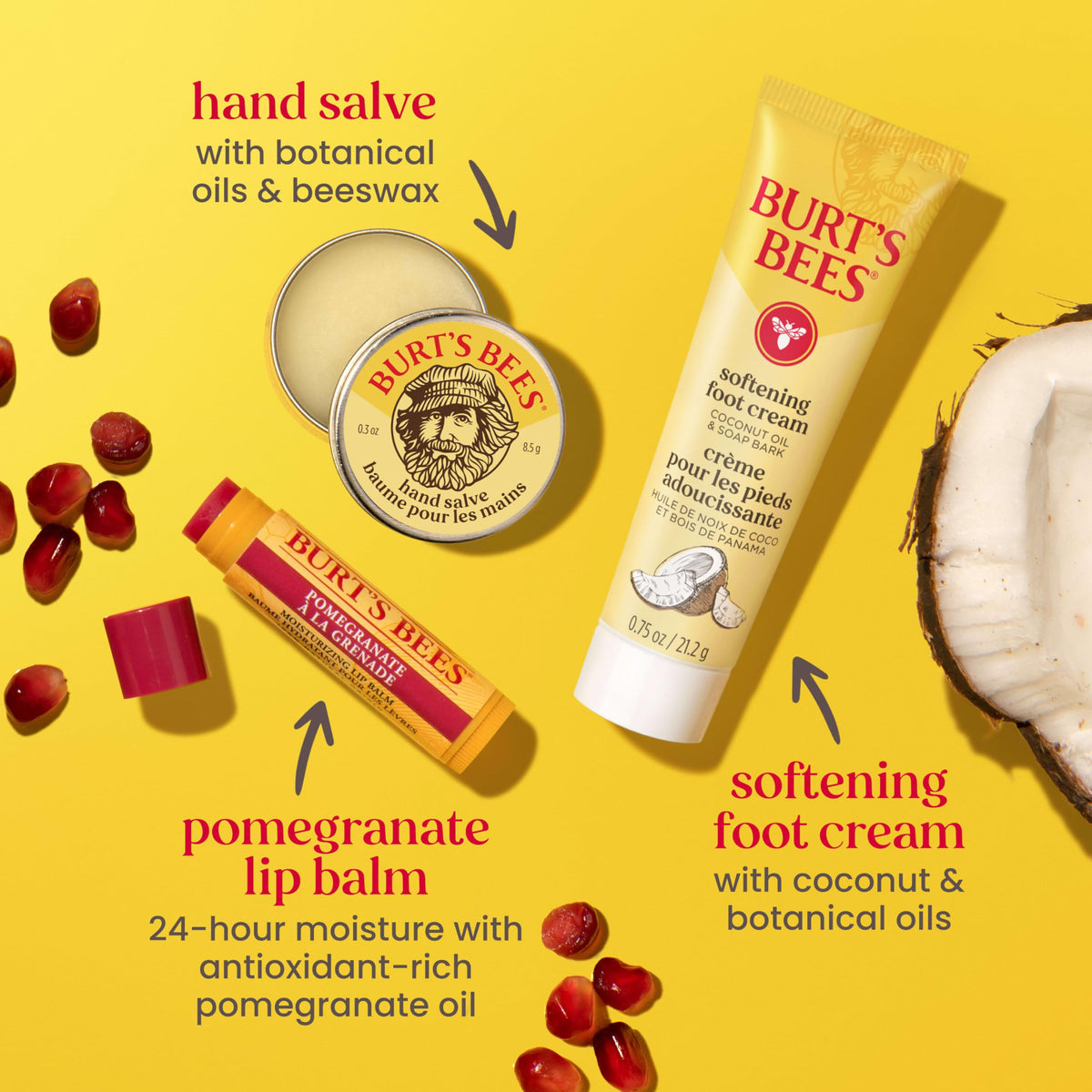Burt's Bees Tips and Toes Kit Gift Set, 6 Travel Size Products