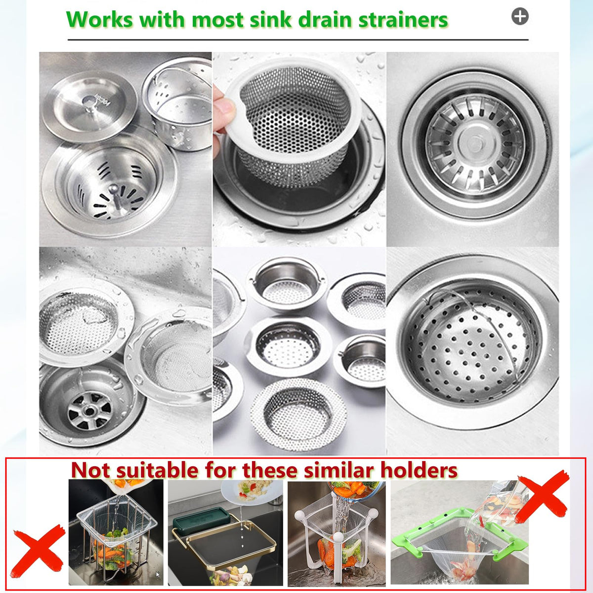 500 Filter Net Bags for Sink Drain Strainer with Storage & Dispenser Box