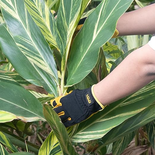 HLDD HANDLANDY Garden Gloves Men, Leather Work Gloves for Men & Women, Cowhide Gardening Gloves Utility Work Gloves for Mechanics, Construction, Driver (M, Yellow)