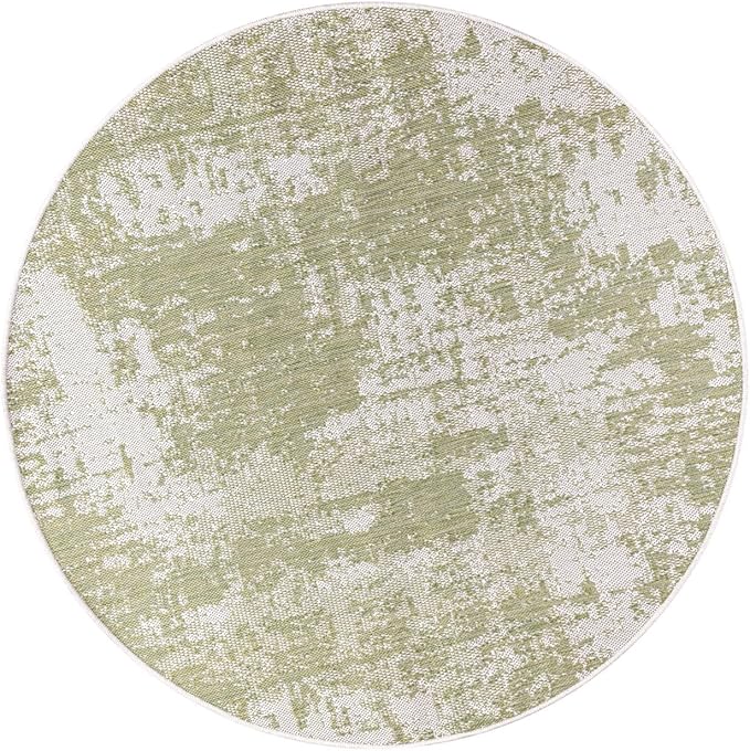 Keen Home Design Terrace Outdoor Round Rug - 8ft Round Washable Indoor/Outdoor Rug for Patio, Kitchen, Balcony, Beach, Garden, Deck and Porch, Size: 7'7" Round
