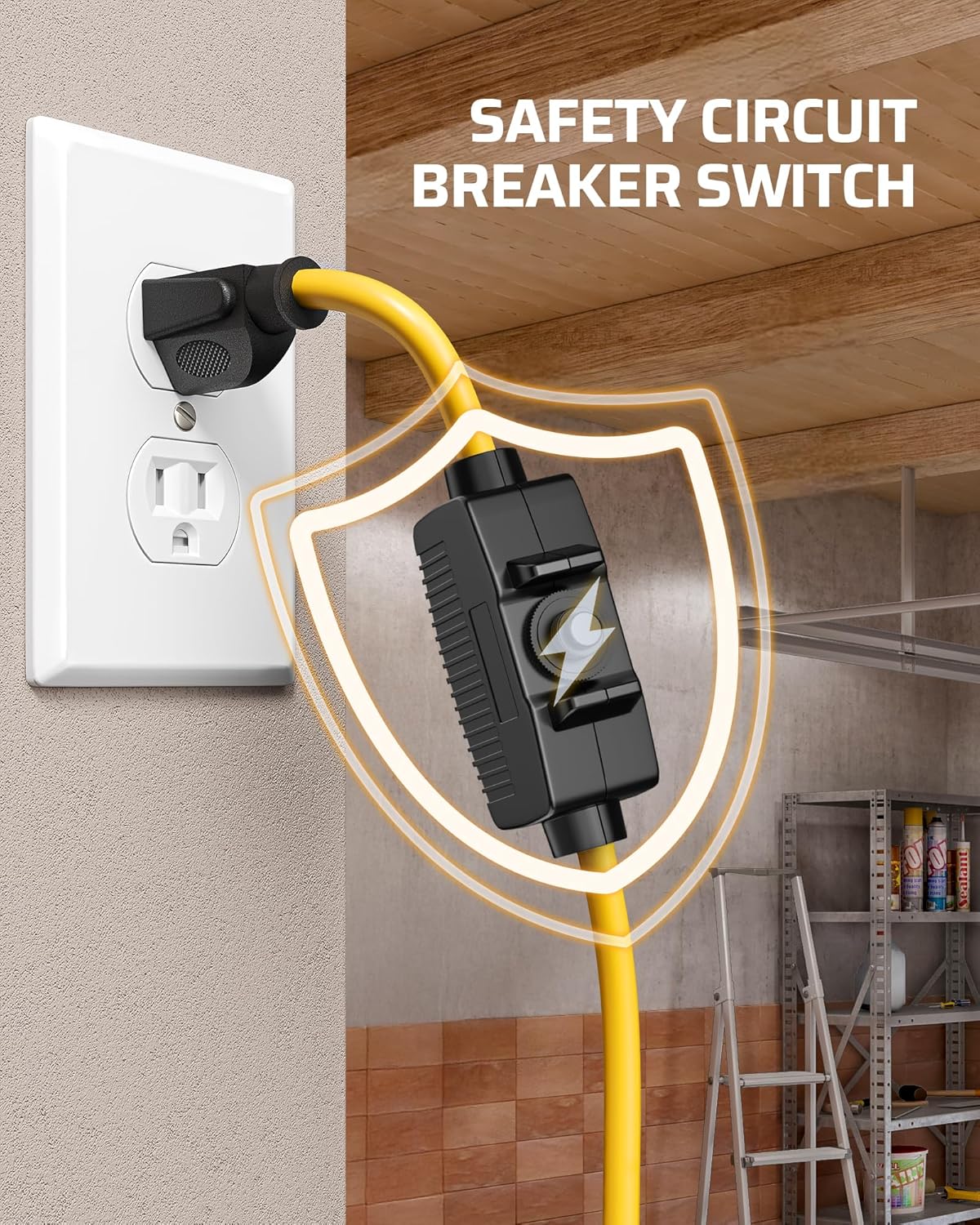 DEWENWILS 30 Ft Retractable Extension Cord Reel, Ceiling/Wall Mount 16/3 Gauge SJTW Power Cord with 6 Grounded Outlets, Twist-Lock Stopper, 10 Amp Circuit Breaker, Metal Covering, UL Listed