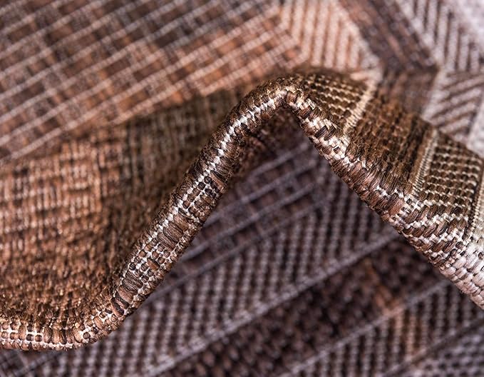 Unique Loom Outdoor Border Collection Area Rug - Soft Border (7' 1" x 10' Rectangle, Brown/ Ivory)