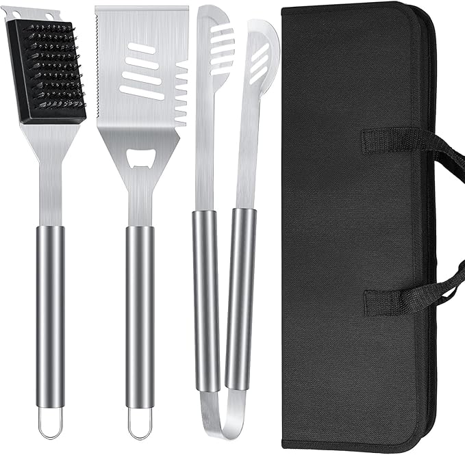 BBQ Grill Tools Set 16-inch Heavy Duty, 3 Pcs - Barbecue Utensils Kit for Camping, Kitchen, Outdoor Cooking,Suitable as a Gift for Men, Fathers, Friends