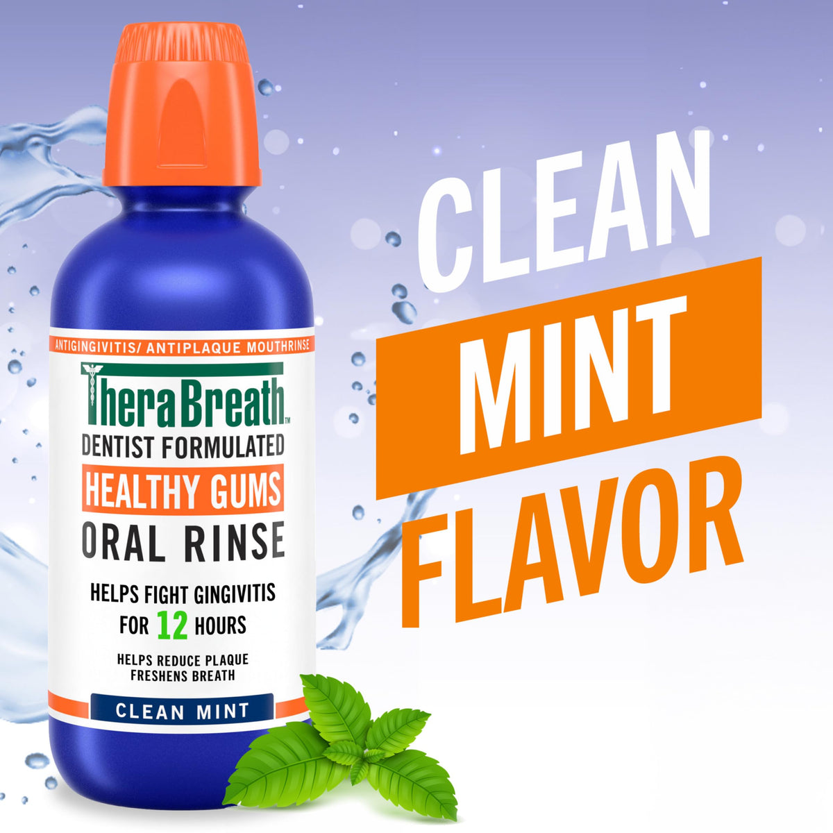 TheraBreath Healthy Gums Oral Rinse, Clean Mint, 16 fl oz, 2-Pack