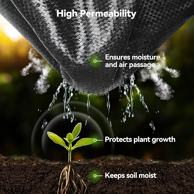 4ftx100ft Weed Barrier Landscape 3.2oz Fabric Heavy Duty, Woven Weed Control Cloth, Woven Geotextile Fabric for Underlayment, Gardening Ground, Commercial Driveway Weed Block Cover Mat